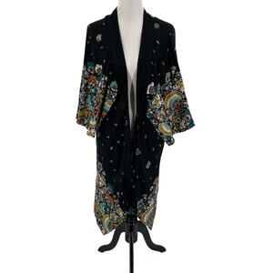 O’Neill black floral Sawyer cardigan open front one size